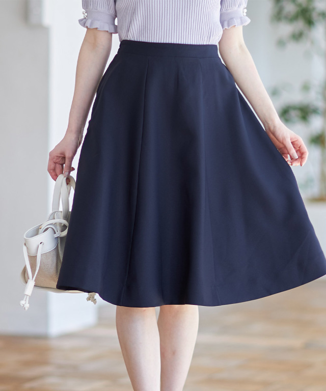 アレンジ自在でお得♪フラワープリント×無地リバーシブルフレア  