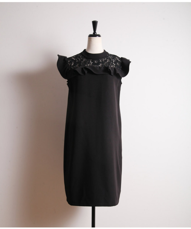 2月24日 土 0 00スタートbargain ノーブルな雰囲気をまとうデコルテレース フリルワンピース 12月21日 木 再販 Liploio リプリオ Sale品につき返品 交換 キャンセル 配送日指定不可 ラッピング不可