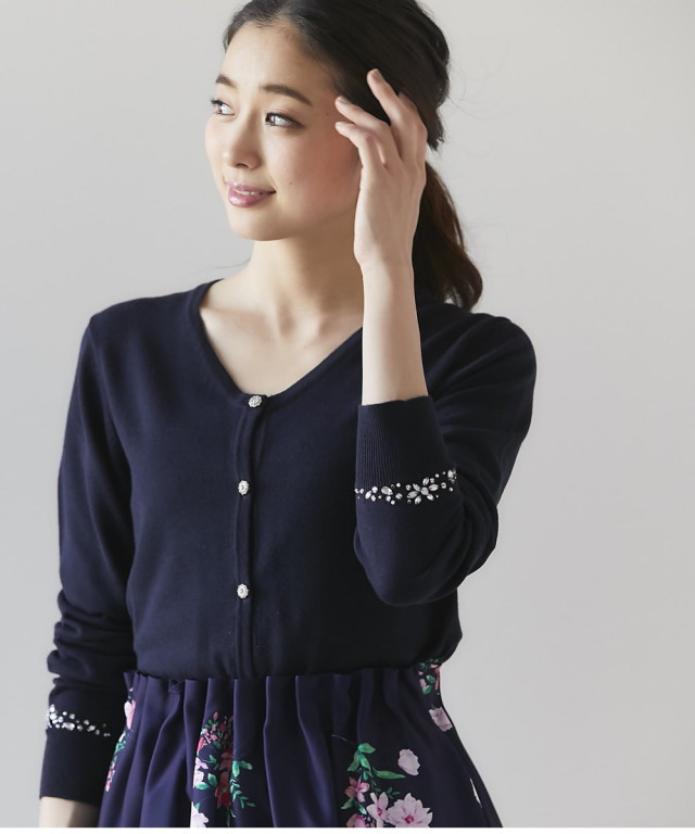 COTOO クリーニング済 刺繍セットアップ カーディガン&スカート 