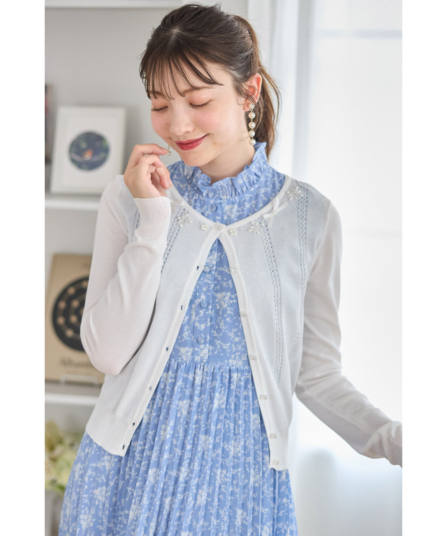 希少✨ラルフローレン　手編み透かし編みニット　ロングカーディガン 麻　フリンジ 希少✨ラルフローレン 手編み透かし編みニット ロング