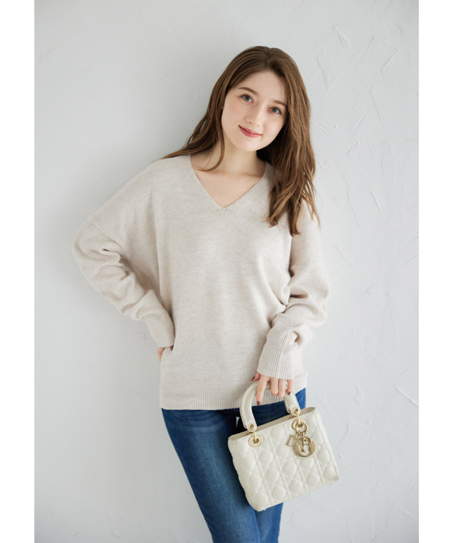 ニット セーター drop sholder Vneck pullover(ドロップショルダーVネックプルオーバー) レディース DRESSLAVE ニット セーター drop sholder Vneck pullover