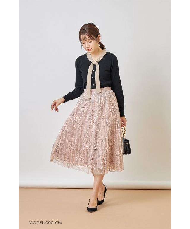クラシカルなレディ感で華コーデが即完成♪レースプリーツフレア