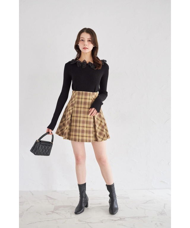 花柄 ミニスカート（インパンツ付き） インナーパンツ付きチェックミニスカート