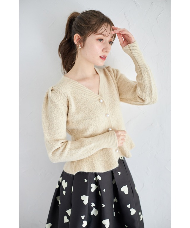 B4491□フランシュリッペ ラメ 突き コットン ニット カーディガン M 