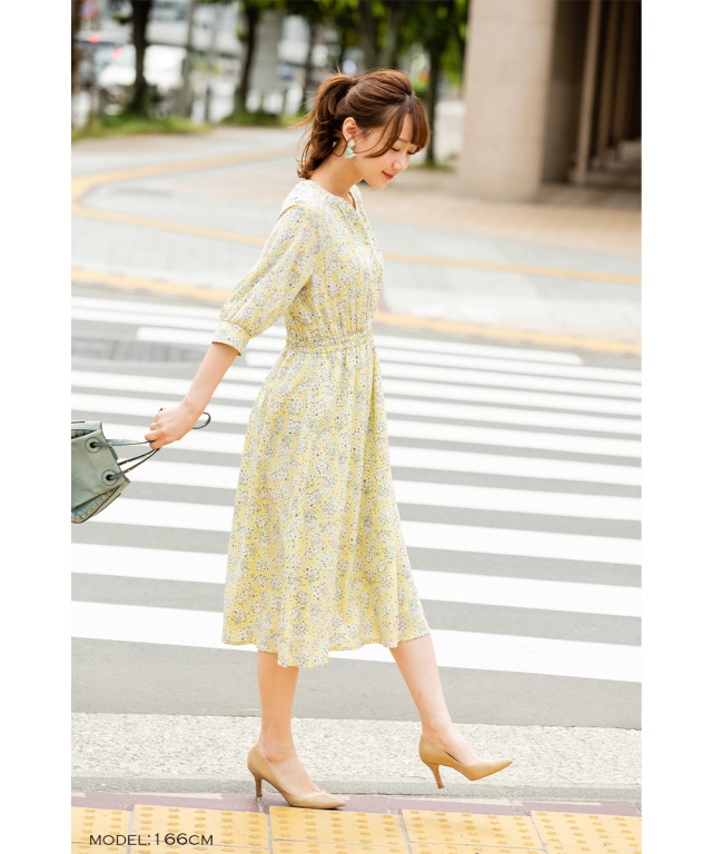 モダンでクラシックな五分袖フラワープリントワンピース Luzies ルジーズ Tocco Closet トッコクローゼット Collection