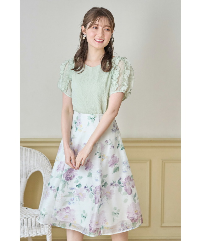 ❤︎新品❤︎MoNiLEメッシュチェック柄フレアスカート　ベージュ ❤︎新品❤︎MoNiLEメッシュチェック柄フレアスカート ベージュ