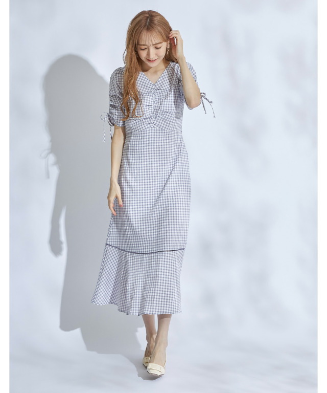 Malvid &Co❤️グリッターチェックスモッキングドレス ワンピース Malvid &Co❤️グリッターチェックスモッキングドレスワンピース
