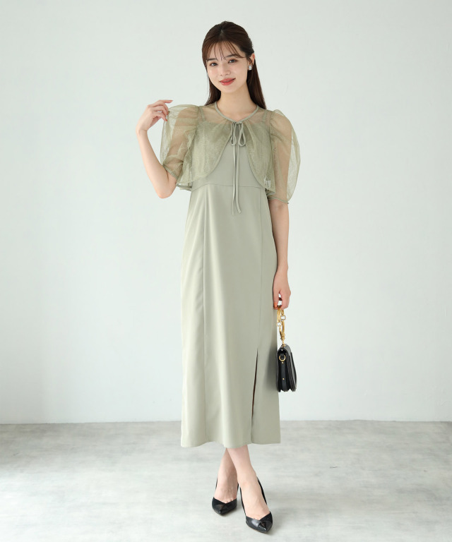 りぼんレースボレロ付きキャミワンピース 