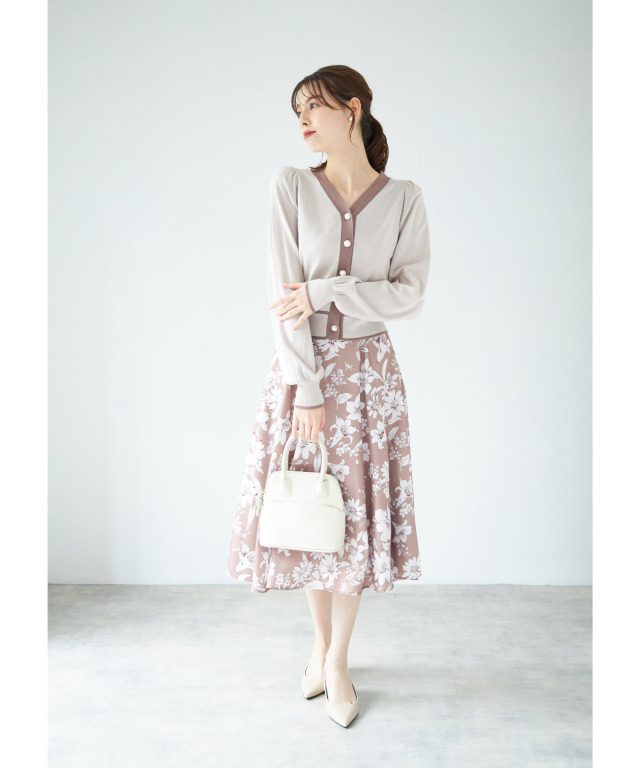 _ ЯR⑅⃛ パール風ボタン配色シアバターカーディガン