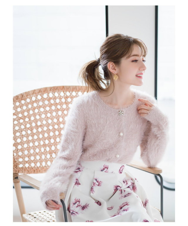 彼も喜ぶほわほわ萌袖シャギーニット多種ビジュー釦カーディガン Sssyk 25さんコラボ