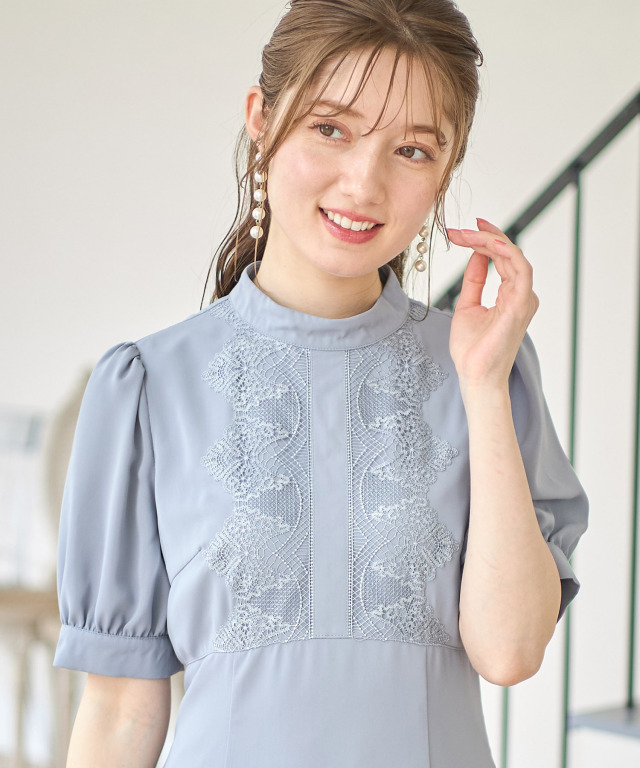 レース スタンダードカラー ベスト ワンピース 半袖 M031506 2点セット（レースベスト+カットソーワンピース） 通販【ニッセン】