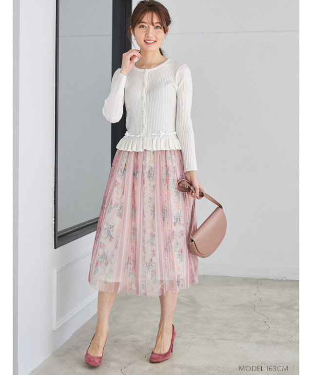 女子力高まるデザイン フラワープリントチュールスカート Maviel マヴィール Tocco Closet トッコクローゼット Collection