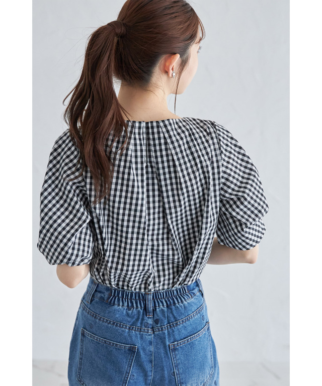 DOUBLE MAISON ベリーショートブラウス ブラックギンガム 楽天市場】【中古】DOUBLE MAISONギンガムチェックガーデン