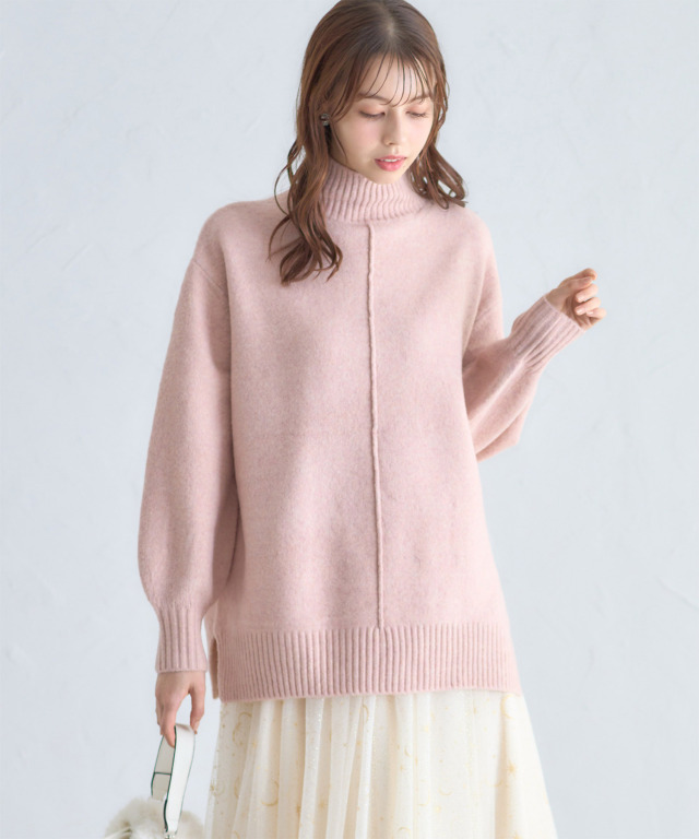 ミルドライクウールハイネックニットプルオーバー