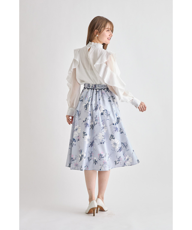 ☆ERDEM☆ フラワープリントコットンフレアスカート♪ ウエストライン入りフラワープリントフレアスカート