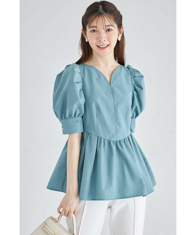 へイヴ heve ハートネックペプラムブラウス バニラ 試着のみ！HEVEへ