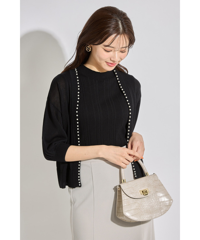 ★tokotokOです★ミヤコ■ブローチの素敵なボレロカーディガン★美品★ 2023SS/ブローチ付】2WAYラインミディアムカーディガン