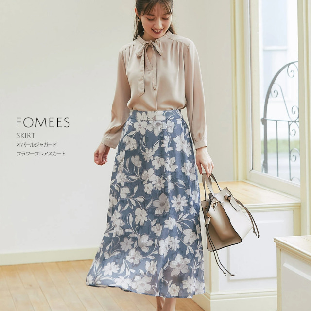 オパールジャガードフラワーフレアスカート