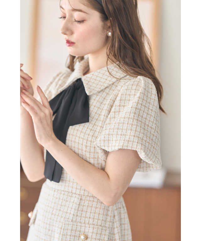 ツモリチサト 雪の日 パリコレ せつこ バルーン 丸襟 ワンピース 3回着  