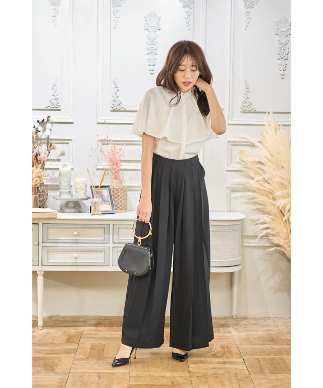 値下げ【新品未使用】Tulle Bratop ブラック ポケット付きプリーツワイドパンツ
