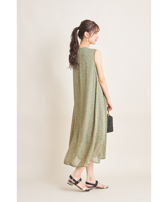 幾何学模様 ノースリーブ ワンピース