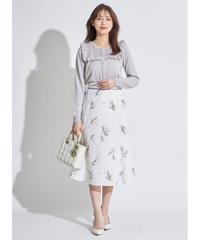 【新品】 tocco closet ドットスカート 白 ドット柄サイド切り替えフレアスカート