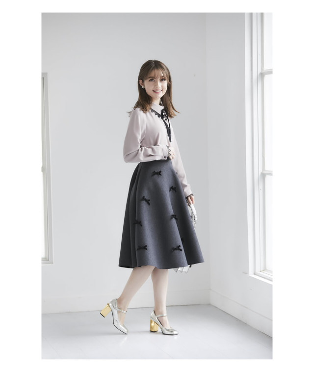 新品タグ付き♡リボンポンチスカート （新品タグ付き(ルシェルブルー  