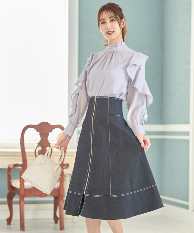 Gabardine K.T デニムフレアスカート 13 Gabardine K.T デニムフレアスカート 13