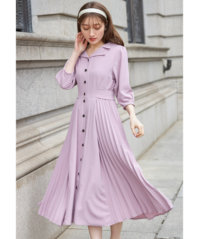 【新品タグ付き】Aylesbury 半袖ワンピース リボン ネイビー 11号 フォックス＆フラワートワルドジュイプリントケープカラー