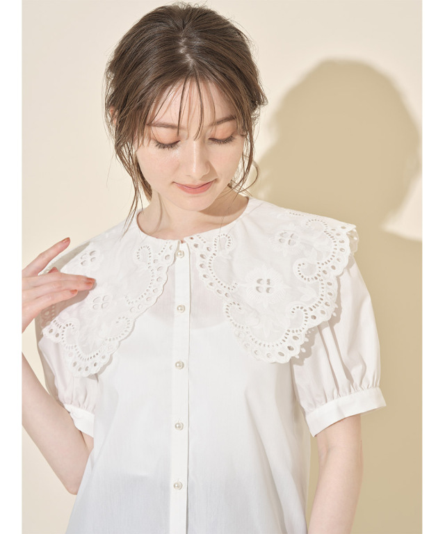 MUVEIL カラーステッチブラウス 低 MA221FB002 ミュベール コットン 
