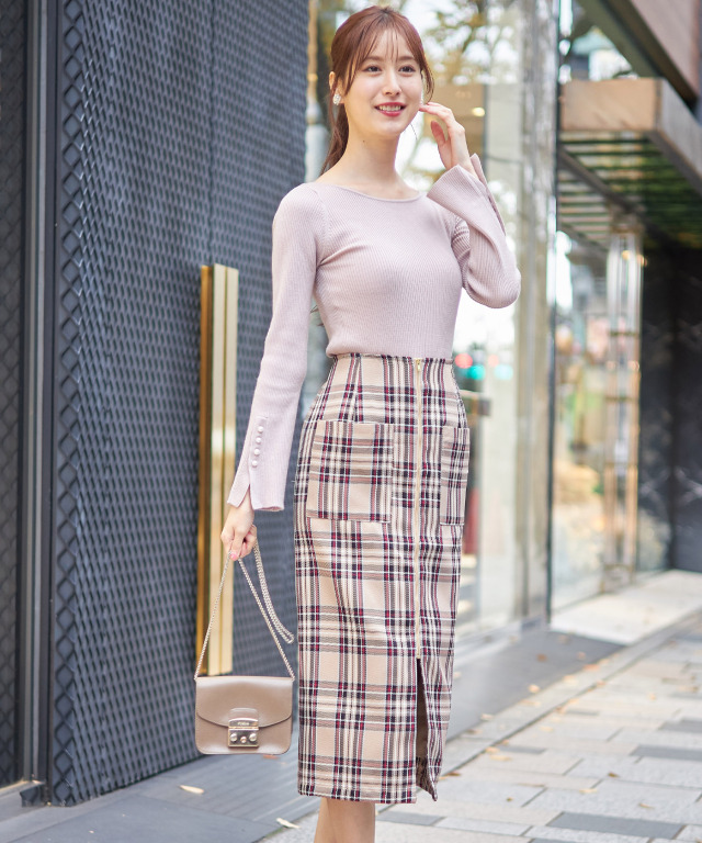ポケット付きフロントファスナーチェック柄タイトスカート【nemalis　ネマリス】 tocco closet(トッコクローゼット)　 2/4スタート！スペシャルプライス＊スペシャルプライス品につき返品/交換/キャンセル/配送日指定不可/ラッピング不可