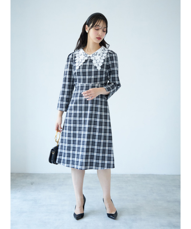 u01/トッカ tocca チェック柄ワンピース　160 美品TOCCAチェック柄襟付きワンピース 120（TOCCAのフリマ
