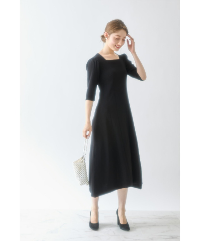 tocco closet ワンピース まとめ売り スクエアネックリブ切り替えニットワンピース