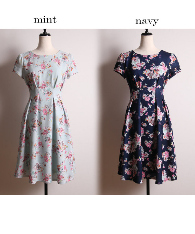 女度高めフラワープリントストレッチジャガードワンピース 宮田聡子  