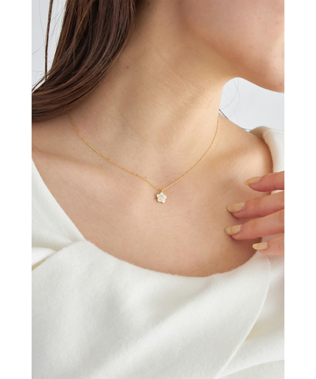 ストーン付きフラワーモチーフネックレス 