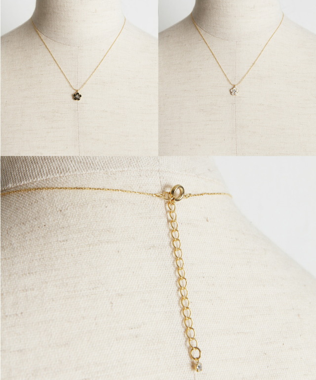 ストーン付きフラワーモチーフネックレス 