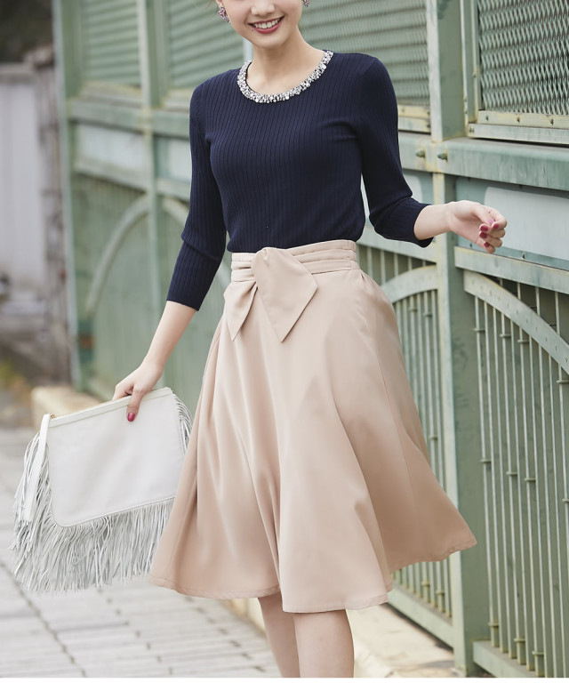 ウエストりぼんフレアスカート 【orolea オロレア】 tocco closet  