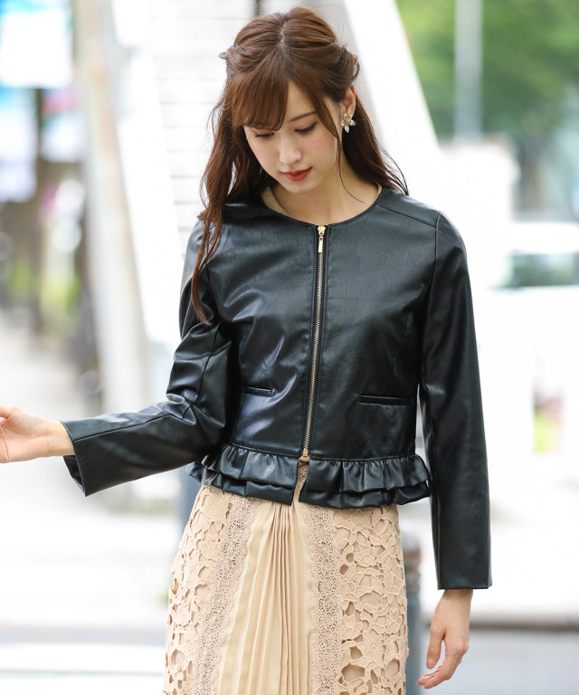 誠実 フリルレザージャケット asakusa.sub.jp