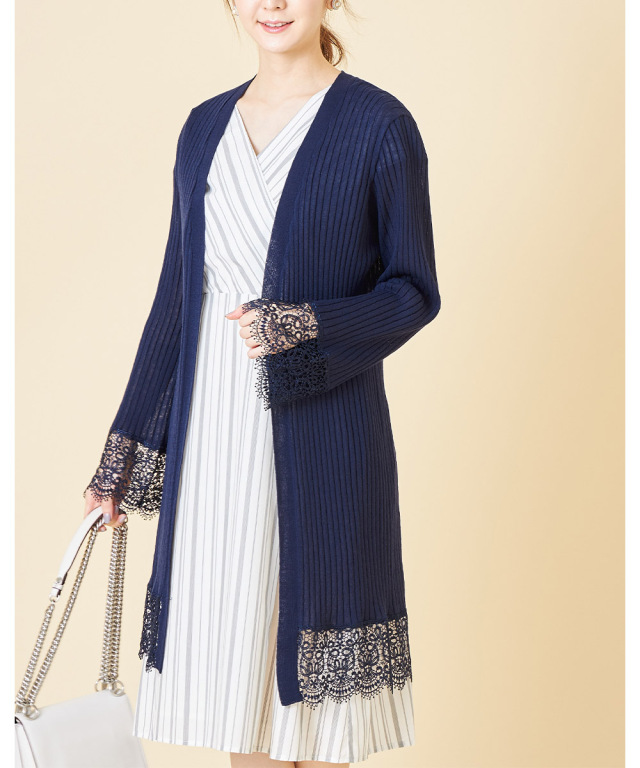 OZZONESTE和白 レース 和装スリップ ゆがめ カーディガン風 