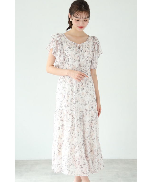 ★Phase eight Candice フリルパフスリーブ 上質ワンピ★ パフスリーブフリルカラーティアードコットンワンピース