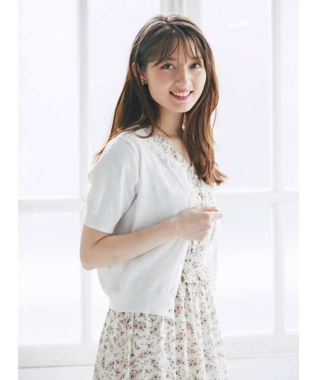 トップス Her lip to Cropped Pearl Cardigan Her lip to - her lip to Cropped Pearl Cardiganの通販 by