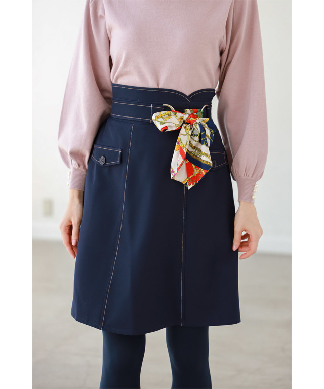 旬アイテムでシーズンスイッチ!スカーフベルト付きスカート【plisas プリサス】tocco closet(トッコクローゼット) Collection !*SALE品につき返品/交換/キャンセル/配送日指定不可/ラッピング不可