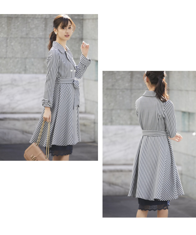 ギンガムチェック柄トレンチコート 78 以上節約
