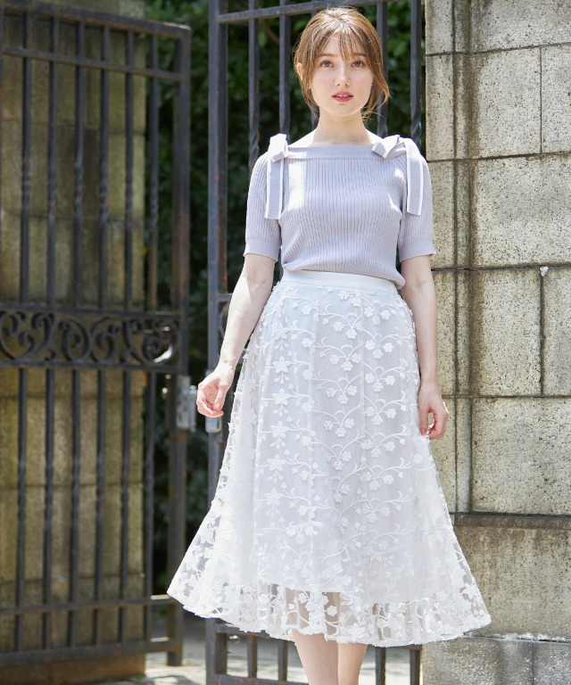 3ｄフラワーレースチュールスカート