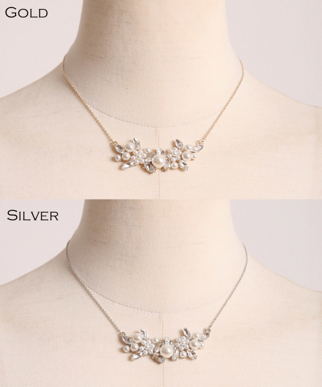 贅沢な輝きを纏うクリアビジュー×パールネックレス【quilis キュリス  