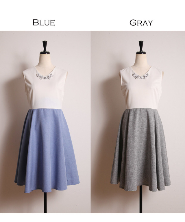 フラワービジュー付き切替ノースリーブワンピース Rafica ラフィカ Tocco Closet トッコクローゼット Collection