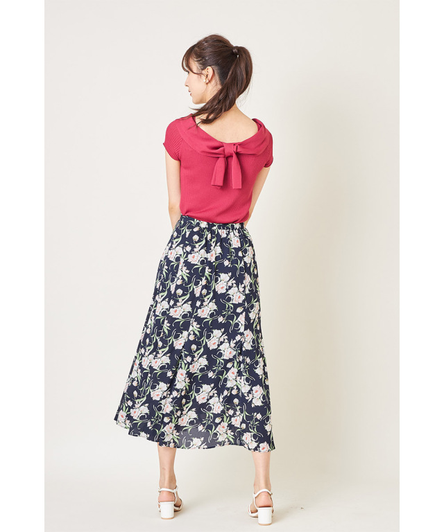 MIHO MATSUDA】 フラワープリントフレアスカート