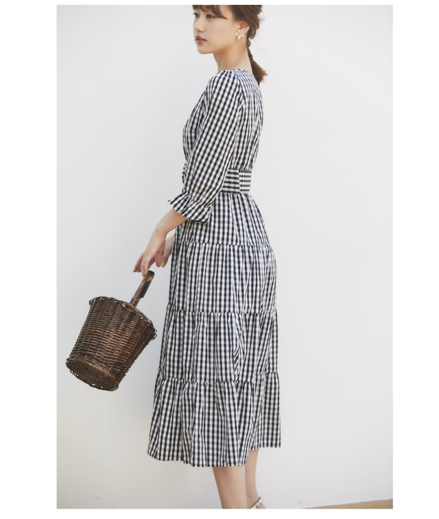 ベルト付きパール釦ギンガムチェックティアードマキシワンピース 【rakate ラケート】 tocco closet(トッコクローゼット) Collection ベルト付きパール釦ギンガムチェックティアードマキシワンピース 【rakate ラケート】 tocco closet(トッコクローゼット) Collection