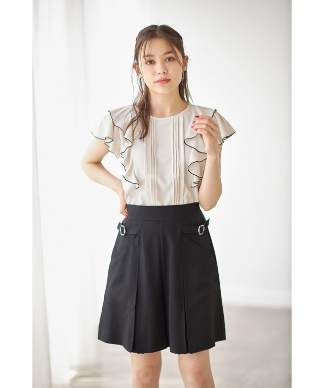 MARNI*どんな場面にもぴったり*ブラック プリーツキュロット キュロットショートパンツラップスカート風[品番：II000010240