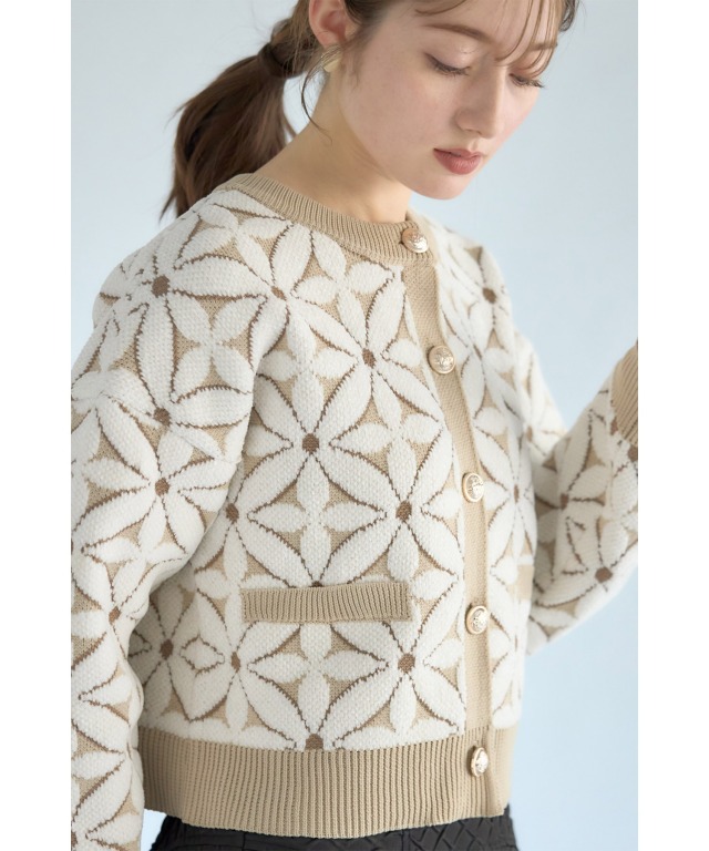 フラワーモールニットカーディガン